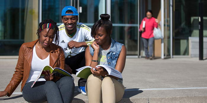 Centennial College students attending the services fair